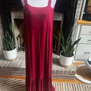 Banana Republic Fushia Pink Maxi Dress with Bottom Ruffle
